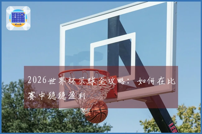 2026世界杯买球全攻略：如何在比赛中稳稳盈利
